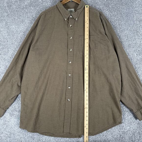 LL Bean Shirt Mens 2XLT Brown Houndstooth Wool Blend Flannel Camping Hike 0DGU4 - Picture 5 of 9